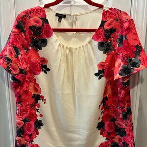 Talbot's Floral Blouse 16 - white / pink - Excellent!